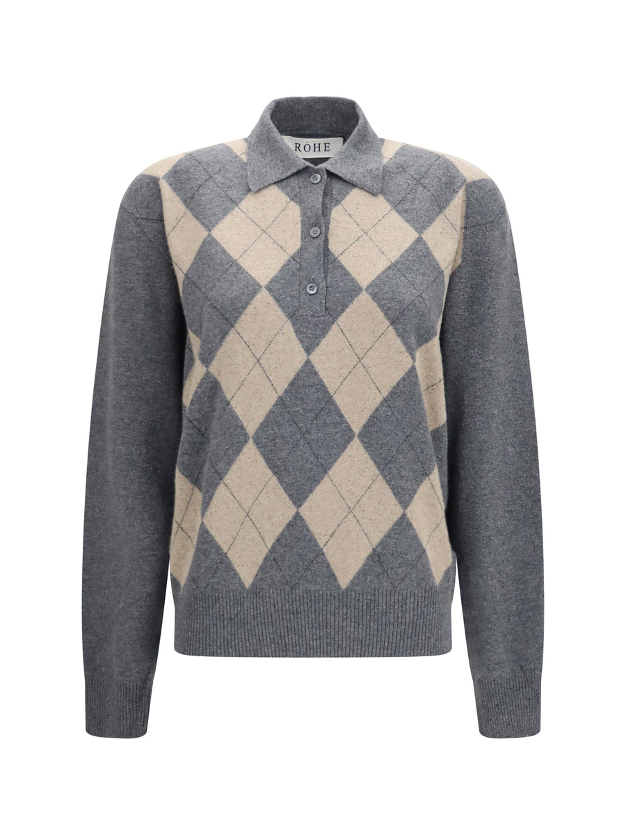 Polo Ballantyne Argyle Grey-Oat Check Grey/oat Polyamide Tops