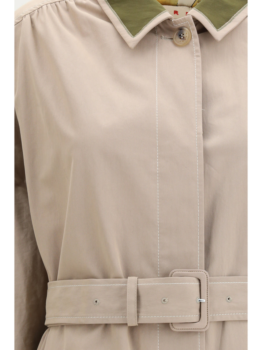 Trench Coat Gabardine Cement Outer: Cotton
