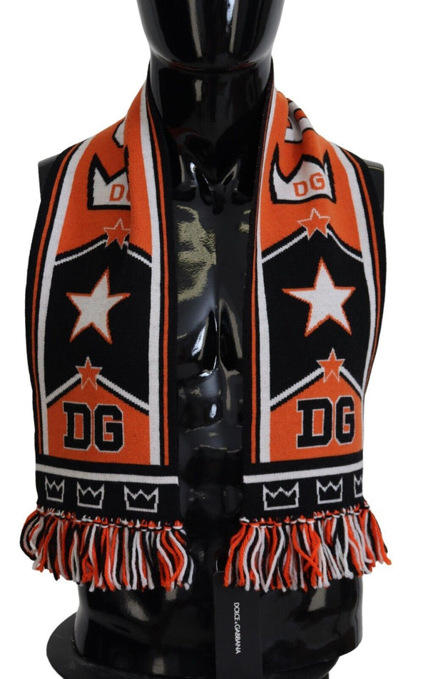 Multicolor Dg Logo Printed Men Neck Wrap Shawl Scarf Wool Cashmere