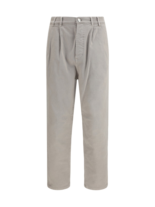Trousers Stretch Canvas Brown Freddo Cotton