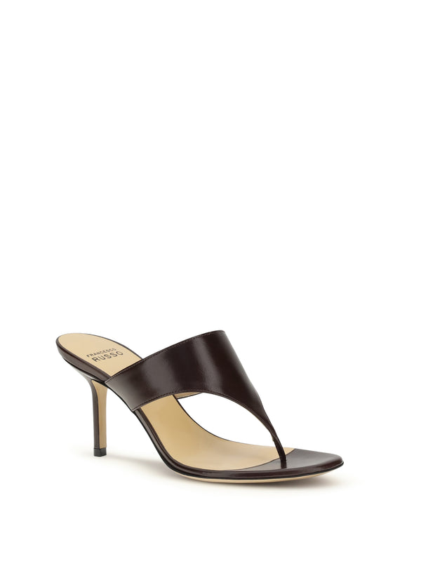 Thong Sandals Bordeaux Leather Calf