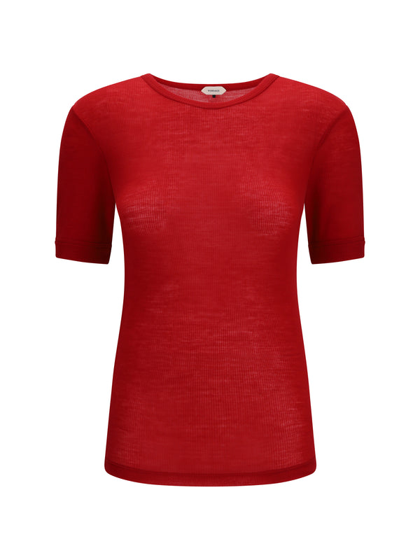 Versace 100% fleece wool t-shirt in red