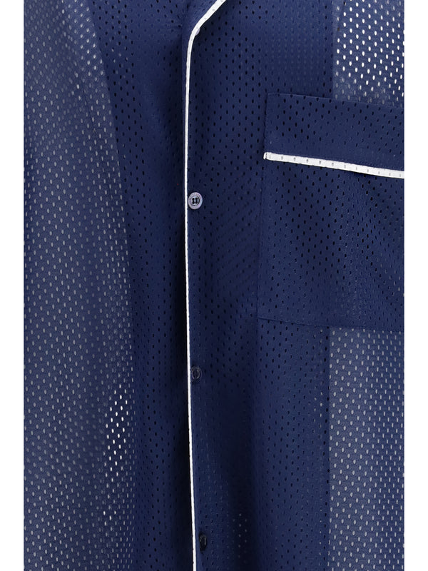Mesh Shirt Reversed 22 Print Blue Polyester