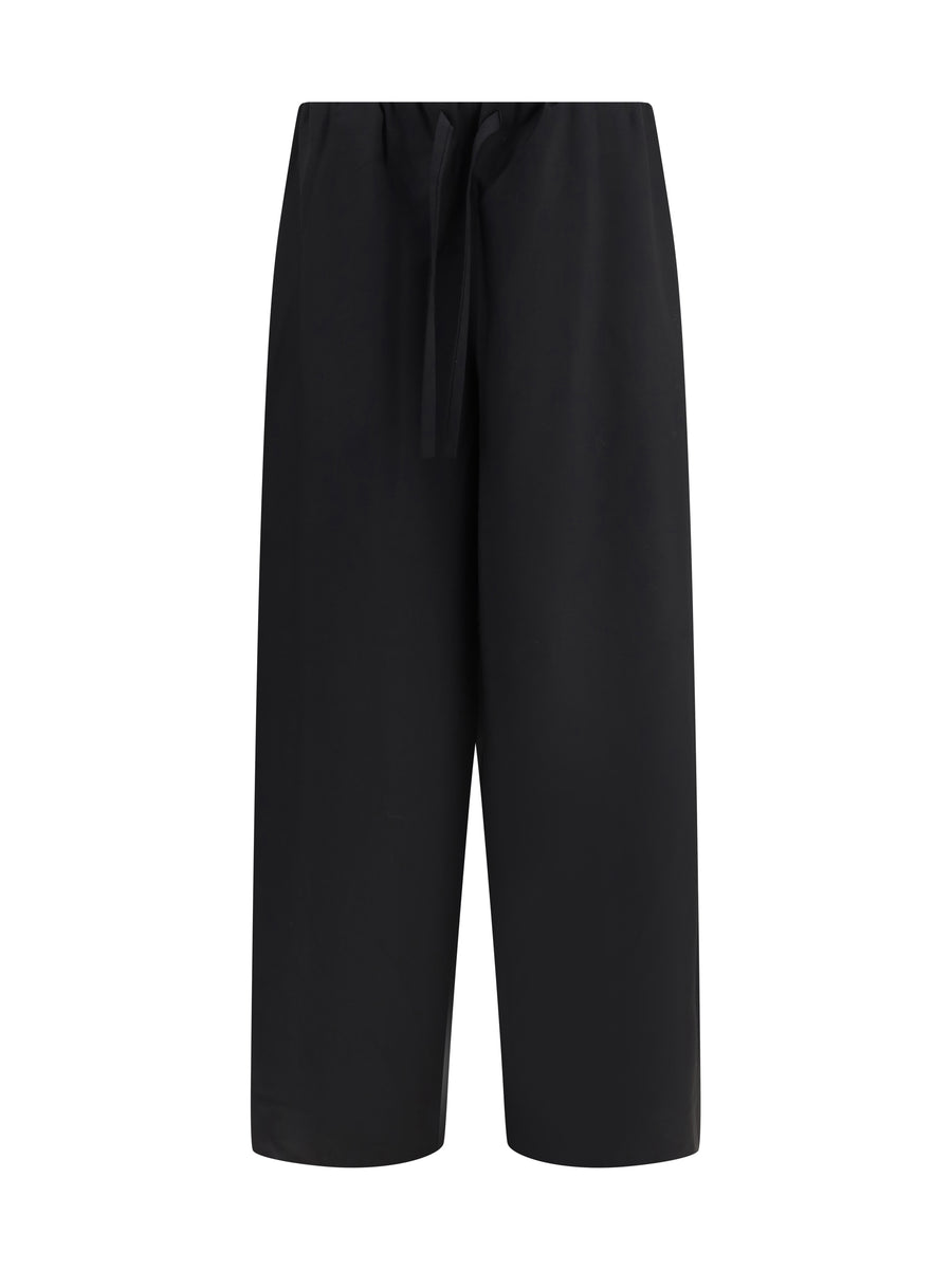 Drawstring Dinner Trousers Black Wool