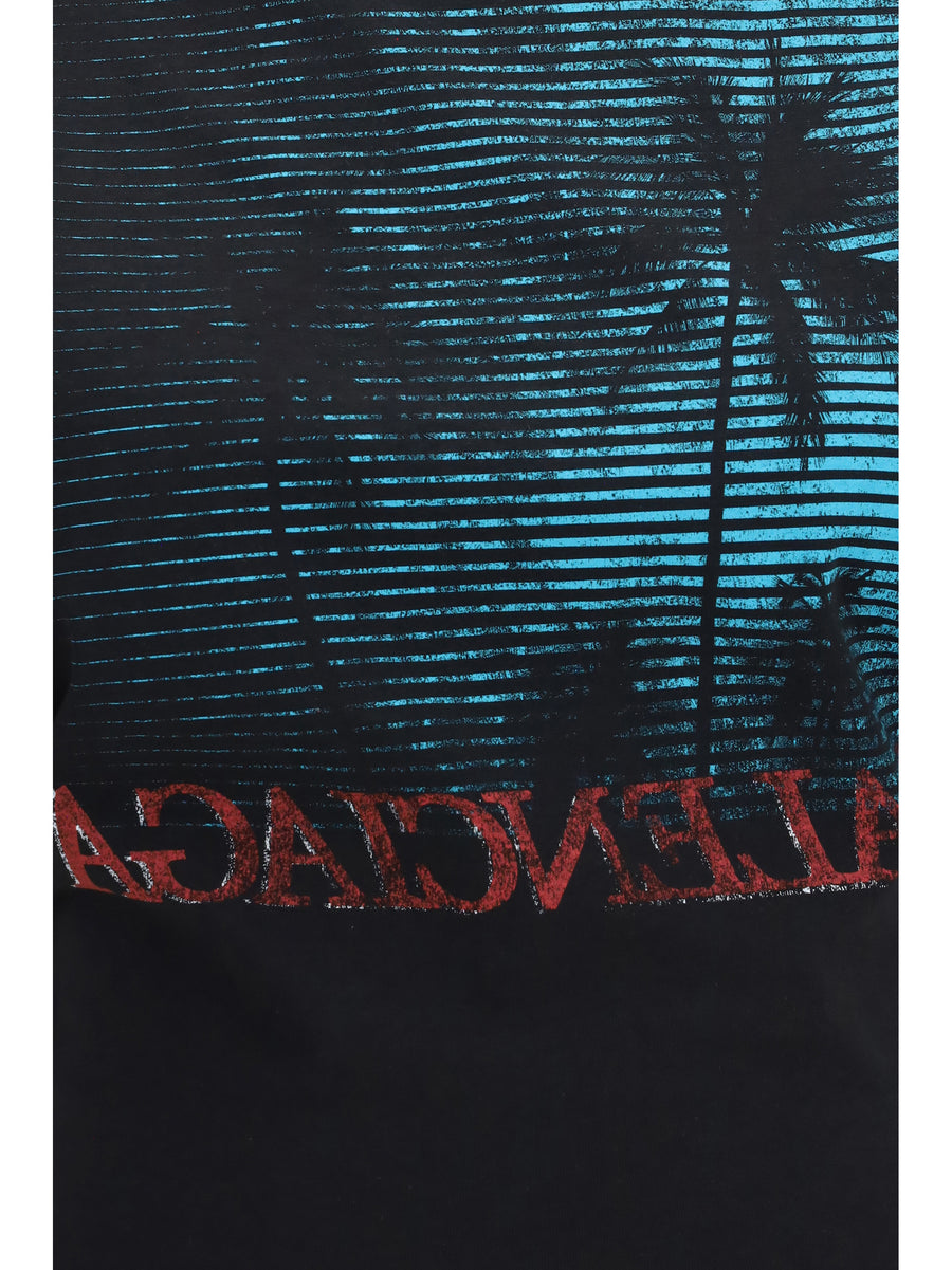 Cropped T-Shirt Vintage Holiday Black Cotton