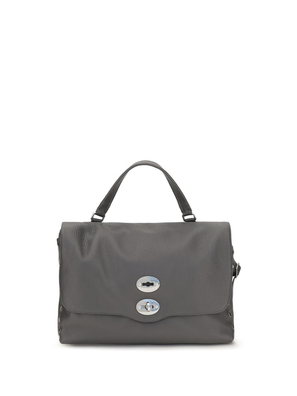 Handbag Medium Postina Daily Grey Vulcano Calf Leather Handbags