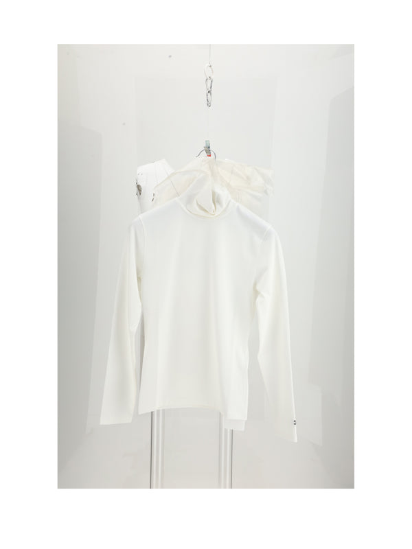 High Neck Top Optic White Cotton Knitwear