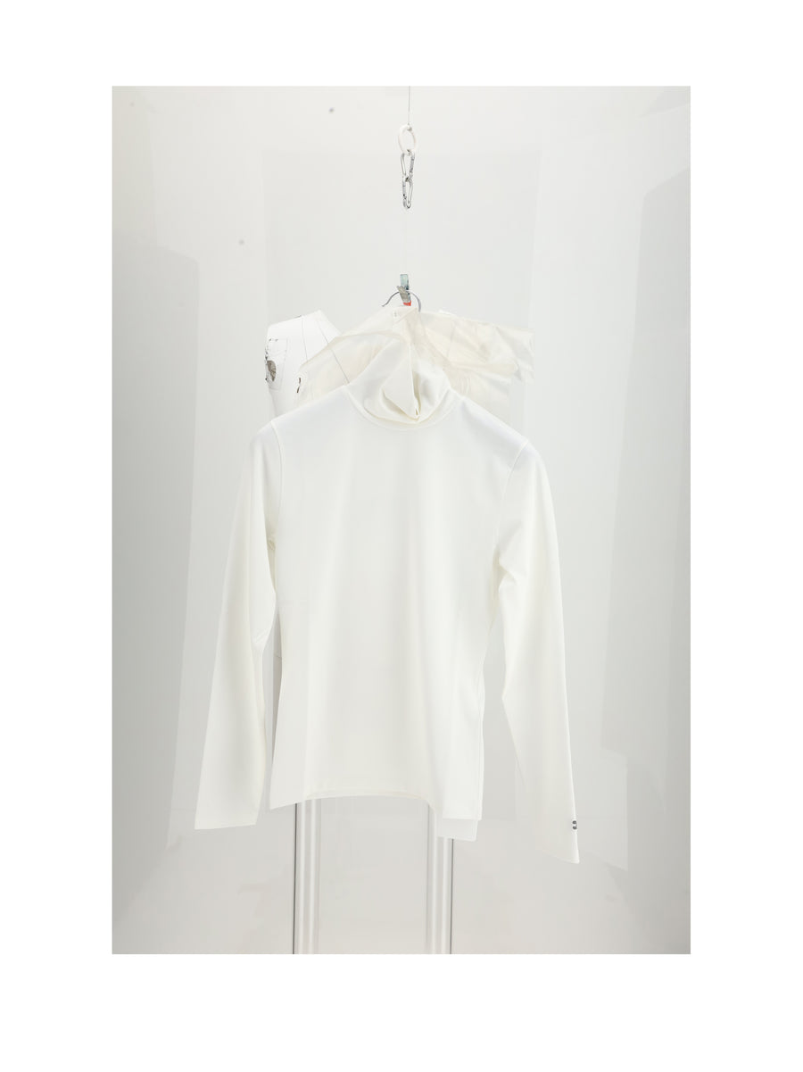 High Neck Top Optic White Cotton Knitwear