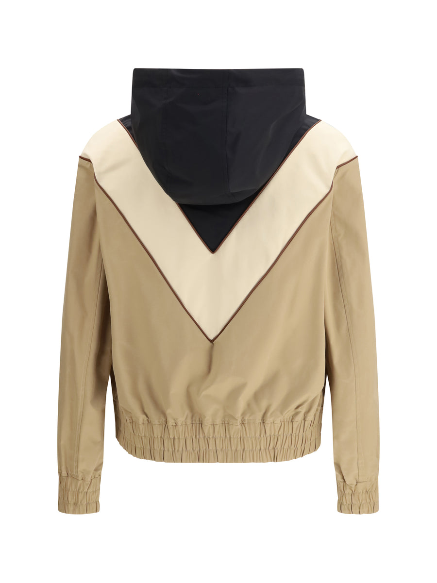 Hooded Windbreaker Jacket Black-Cream-Camel Black/cream/camel Polyester
