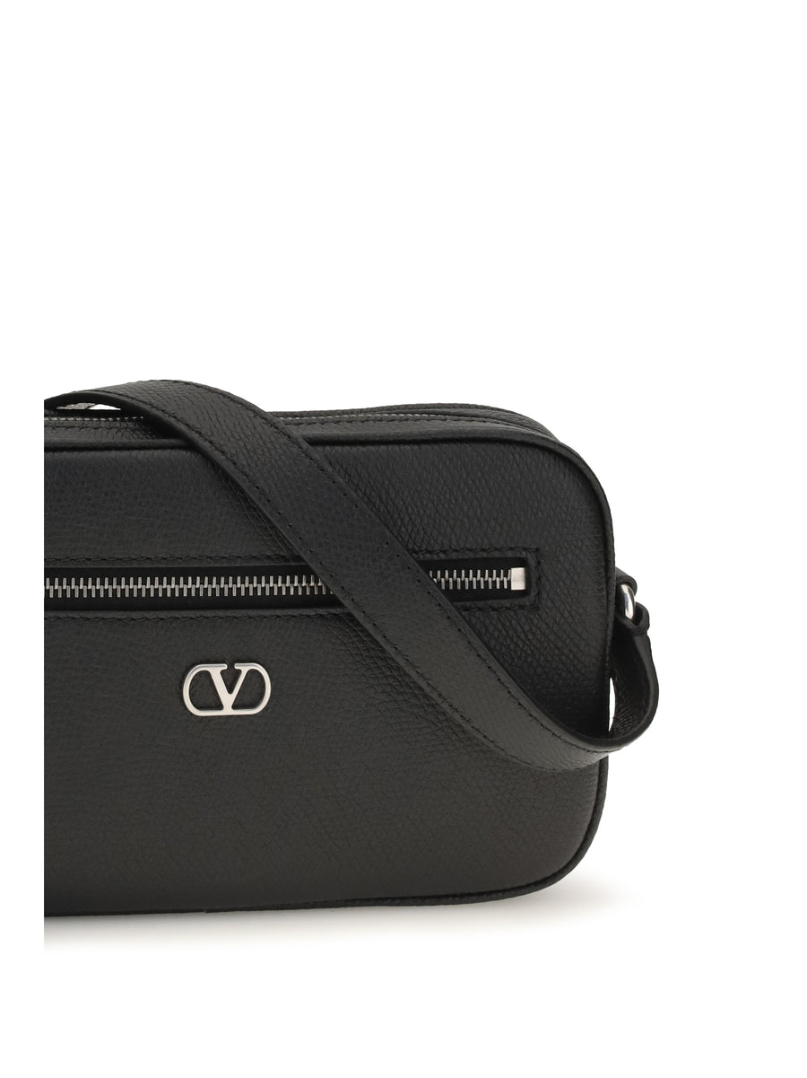 Crossbody Bag Grained Calf Leather Black Umbrellas