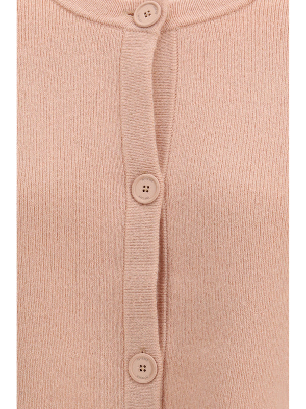 Cropped Crewneck Cardigan Flamingo Wool (ovis Aries)