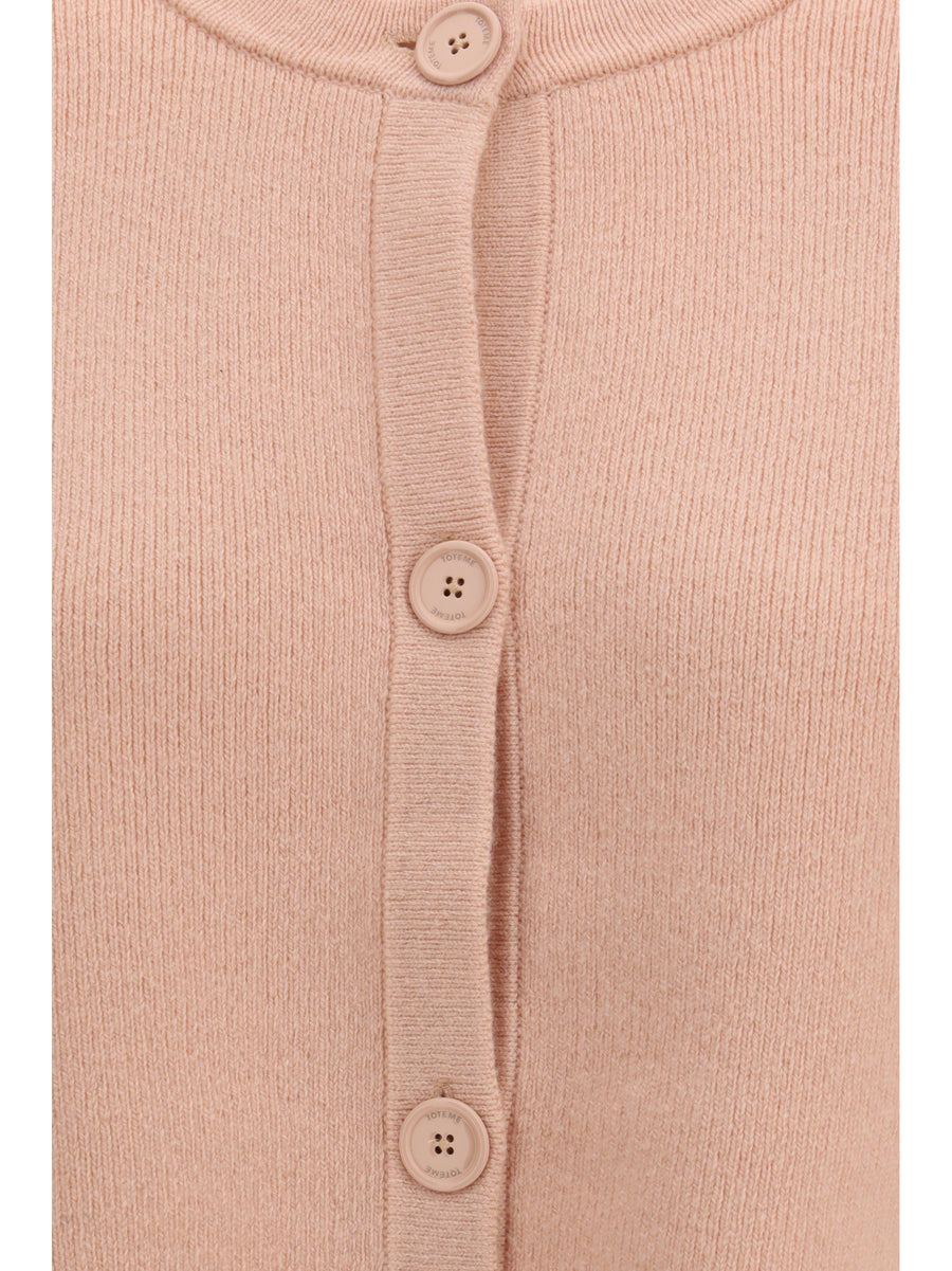 Cropped Crewneck Cardigan Flamingo Wool (ovis Aries)