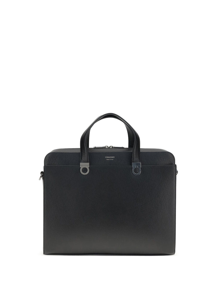 Ferragamo 100% Calf Leather Bos Taurus briefcase in black