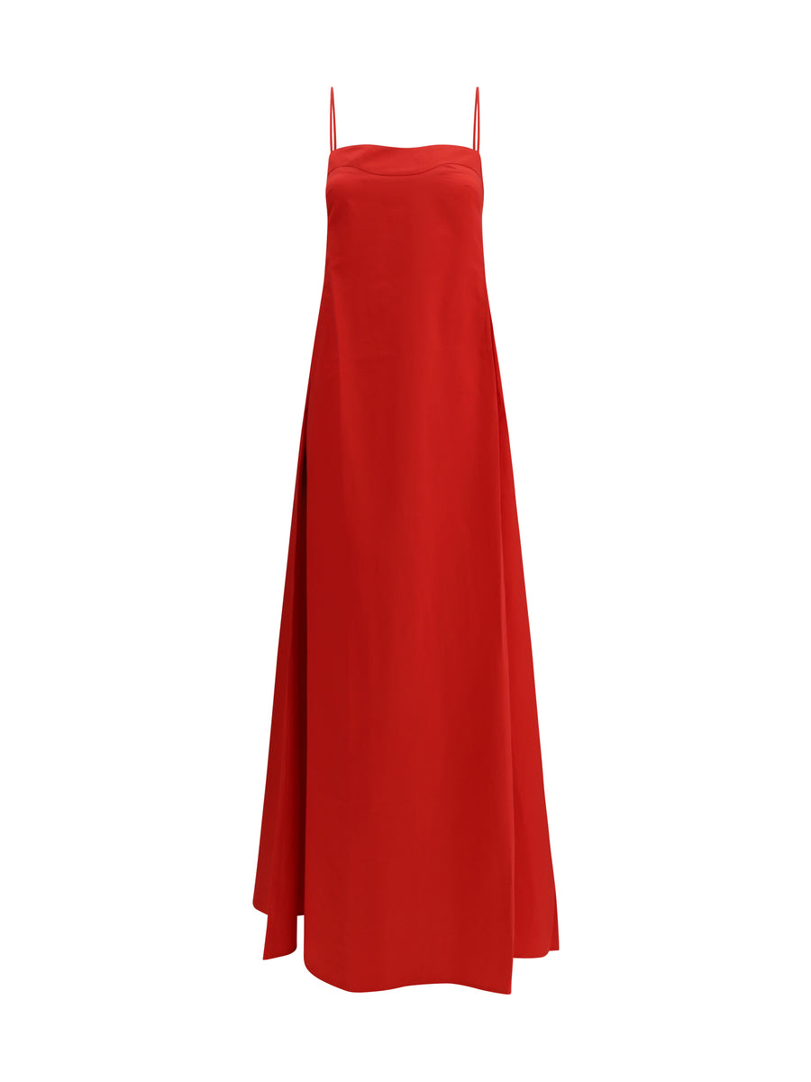 Taffeta Dress Lipstick Red Cotton