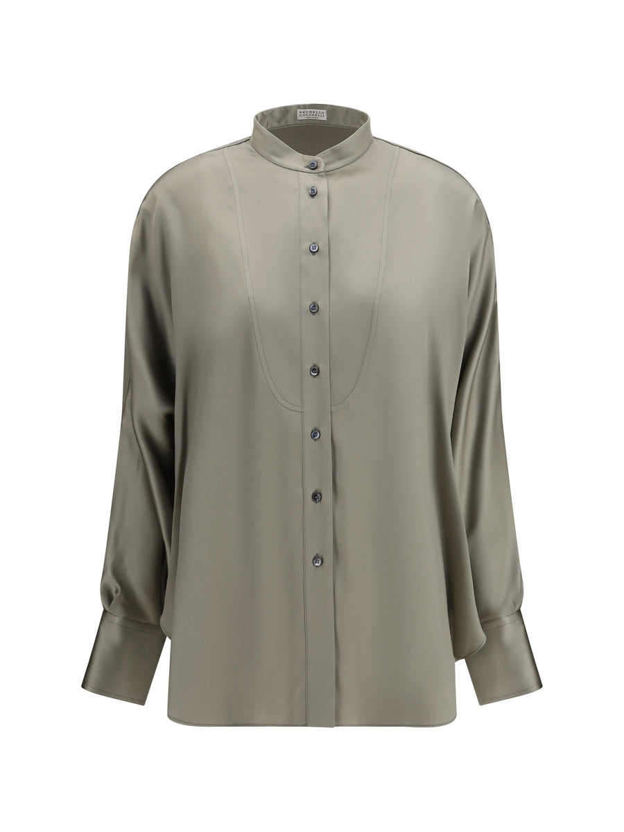 Silk Shirt With Monili Details, Rosemary