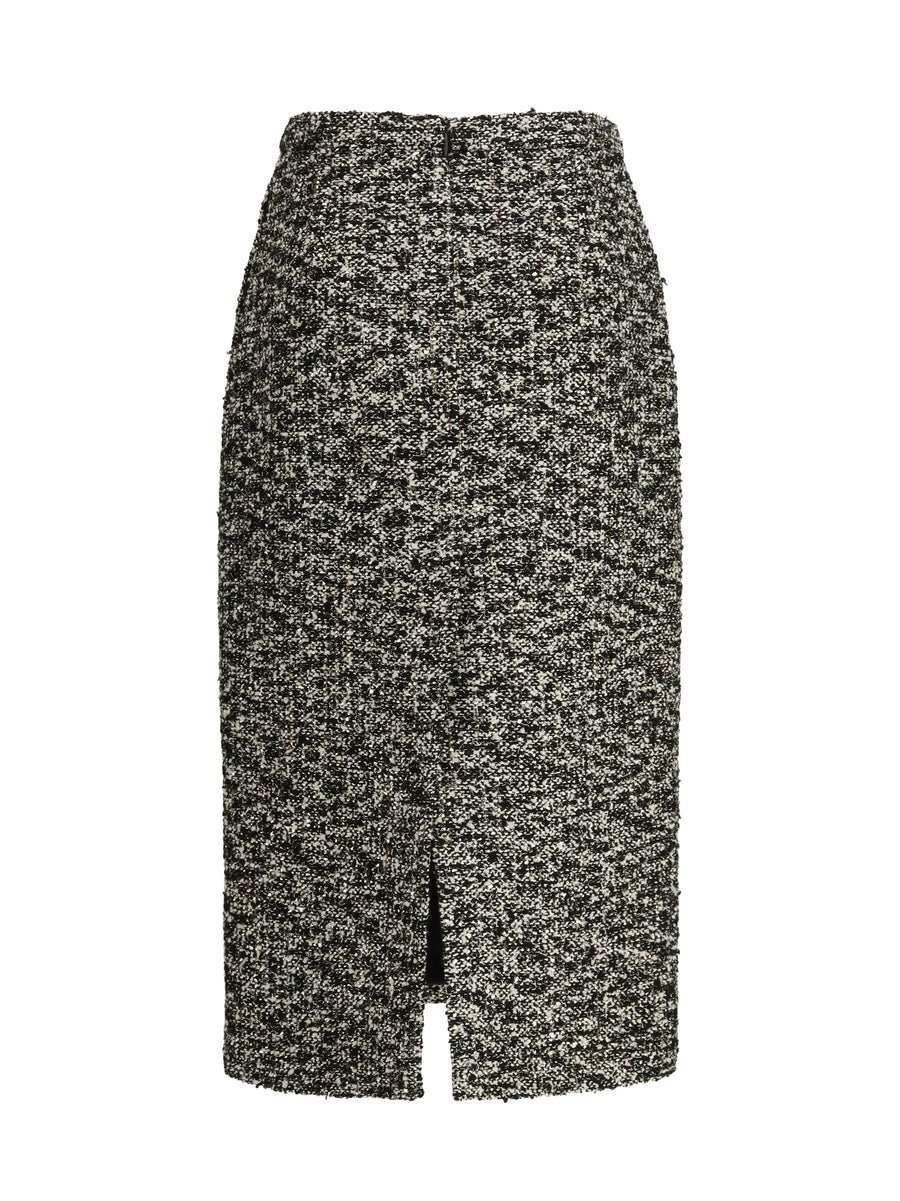 Midi Skirt Laminated Bouclé Black-White-Multicolour Black/white/multicolour Outer: Polyamide