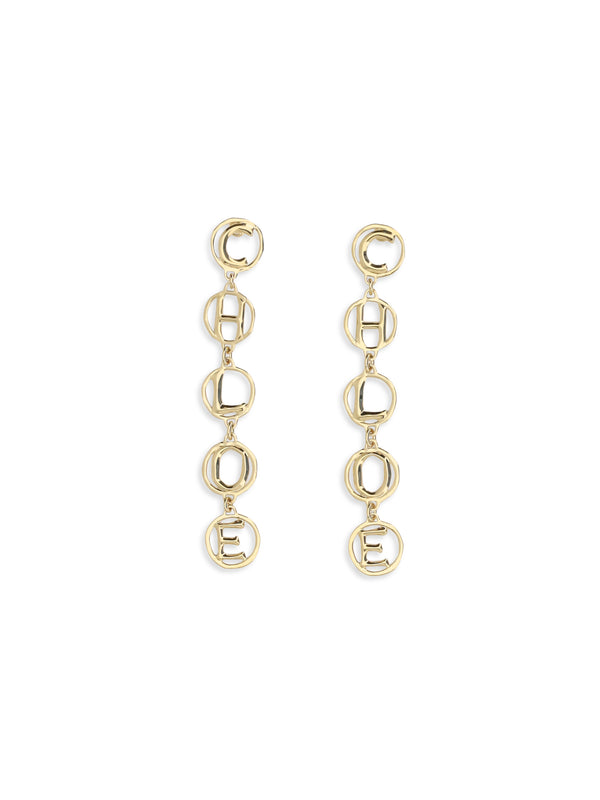 Drop Earrings Script Vintage Gold Brass