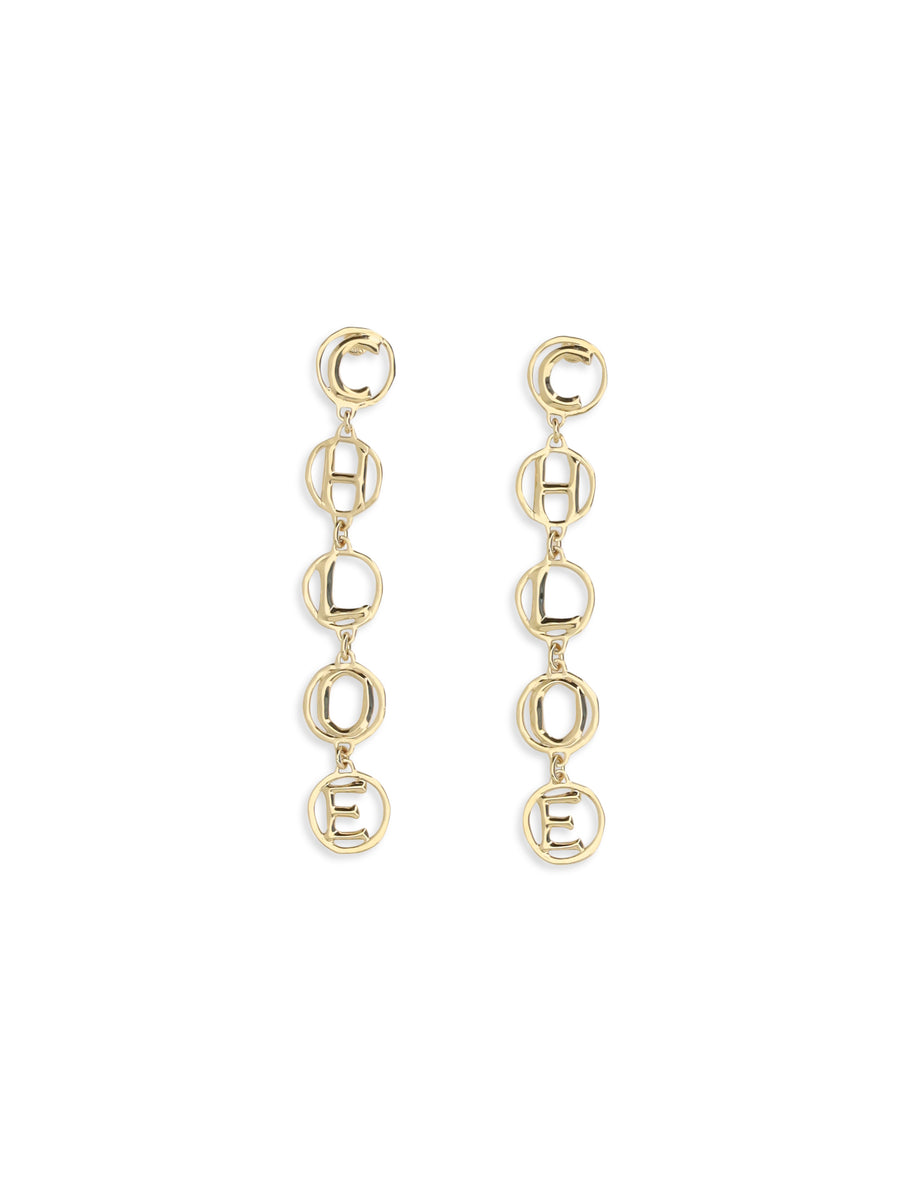 Drop Earrings Script Vintage Gold Brass