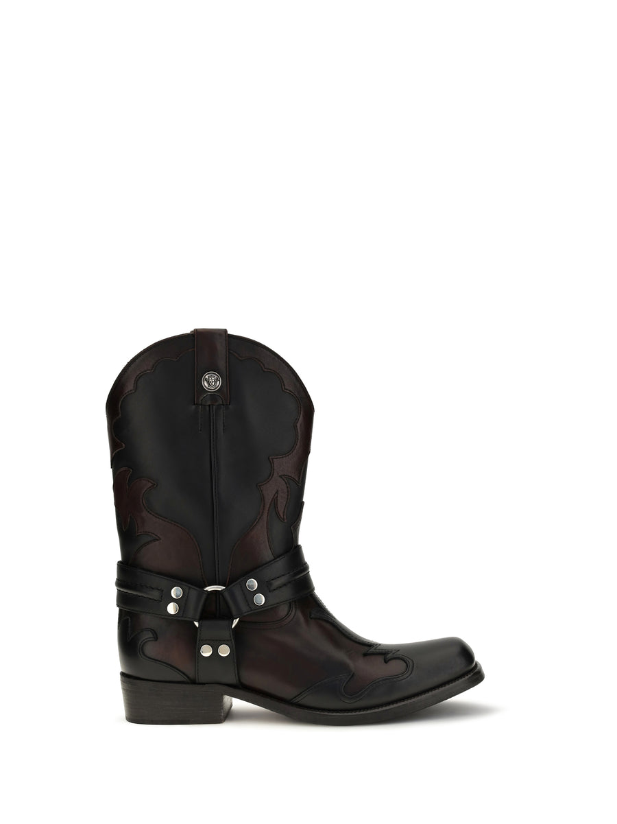 Versace Upper: 100% calf leather; Sole: 100% calf leather western boot in black