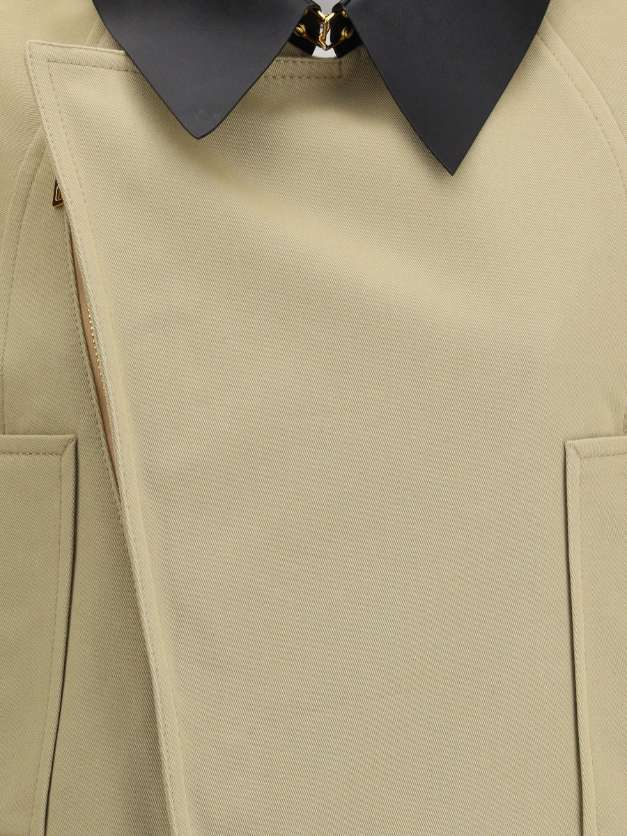 Cropped Caban Coat Beige Inner: Cotton Jacket