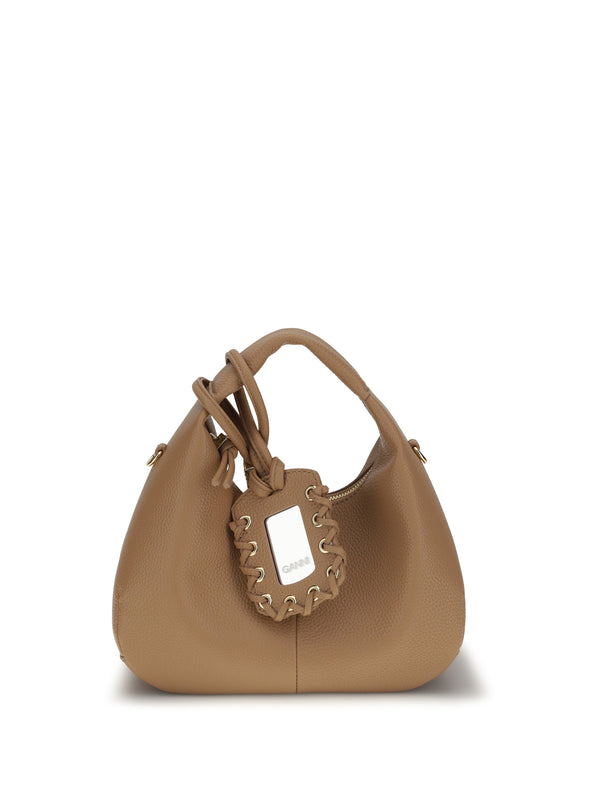 Ganni 52% Recycled Polyester hobo bag in beige