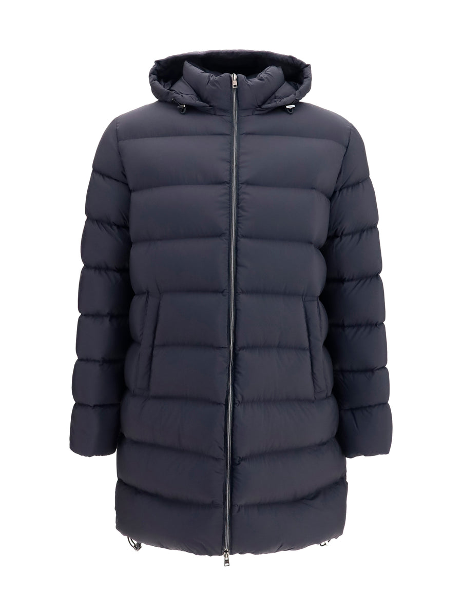 Long Padded Jacket Black Polyamide & Down