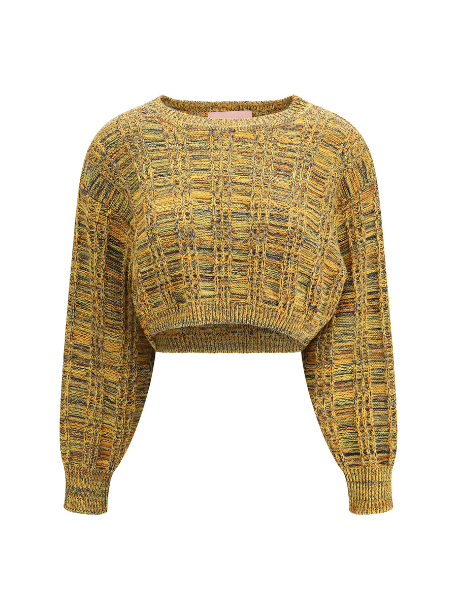 Crop Sweater Groove Ochre Cotton