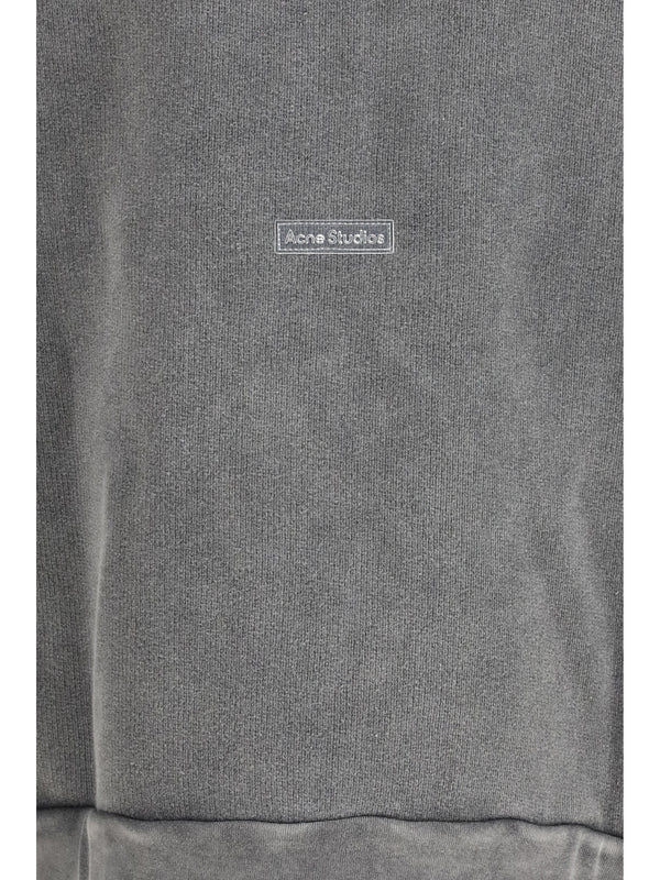 Sweatshirt Patch And Logo Faded Black Cotton Sweatshirts