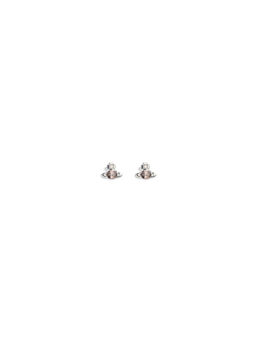 Allie Earrings Platinum / Light Brown Cz Brass