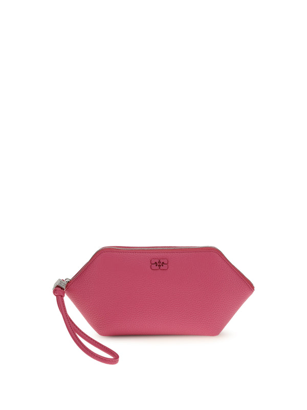 Ganni 19% thermoplastic polyurethane; 65% recycled leather; 16% polyester clutch in pink