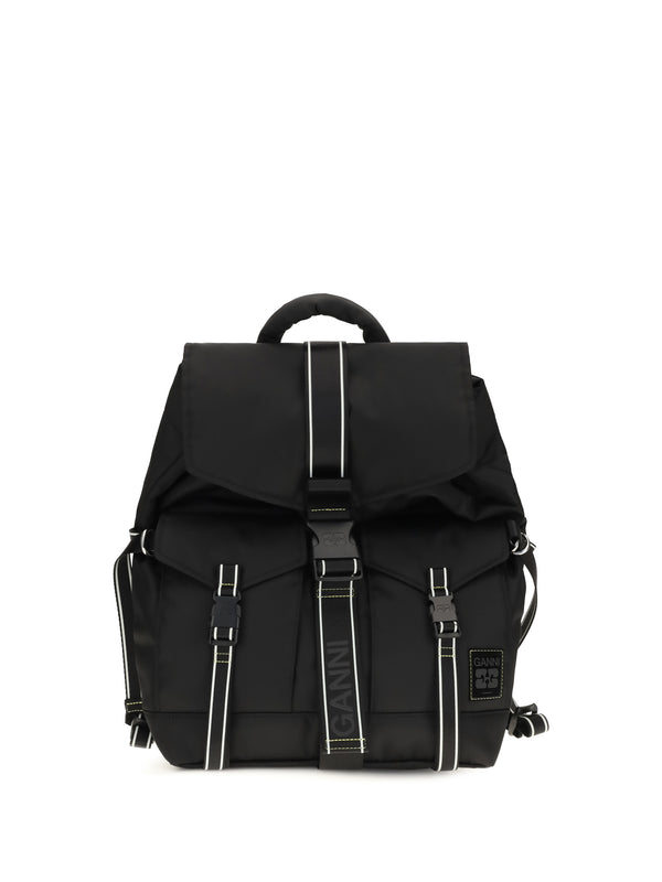 Ganni 93% recycled polyamide backpack in black