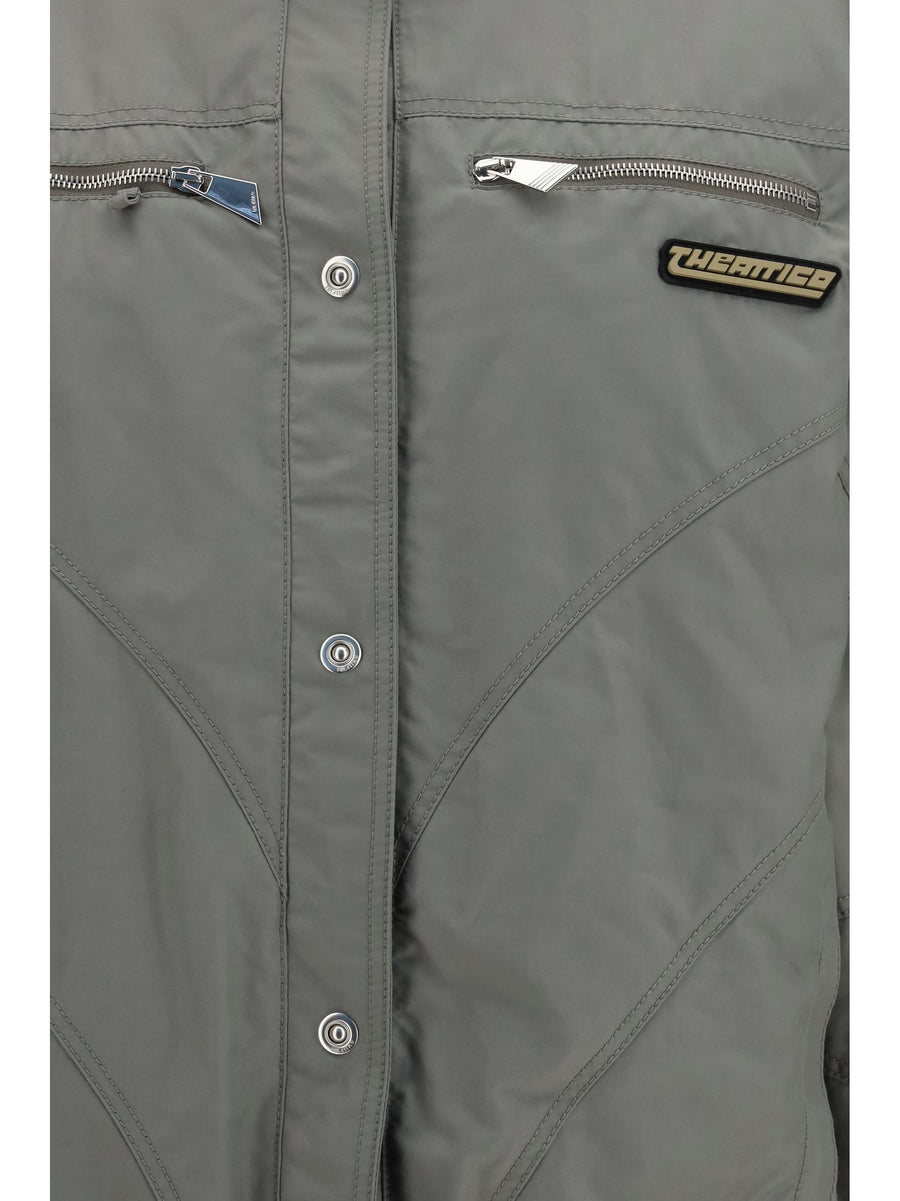 Bomber Jacket High-Neck Grey Cotton