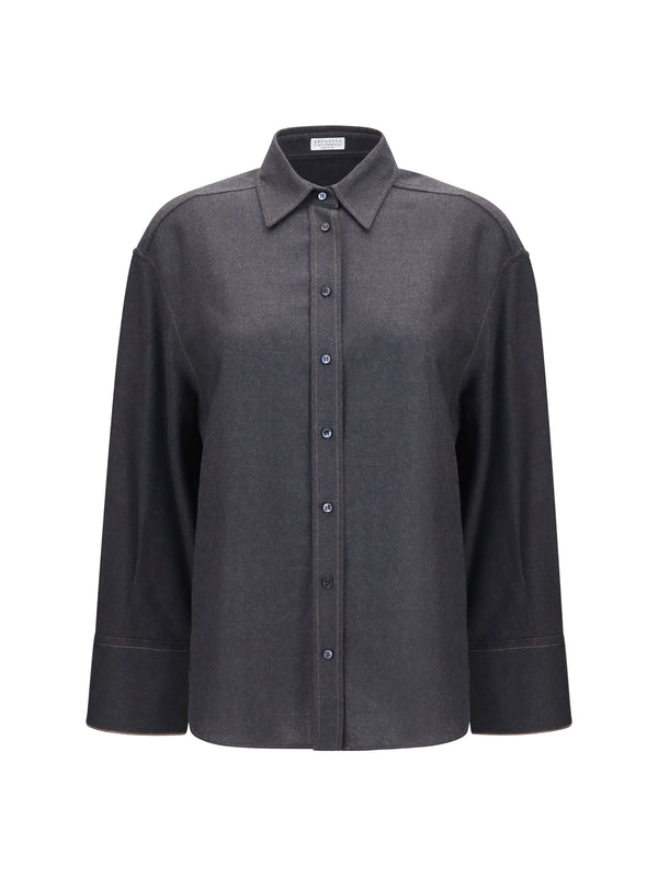 Brunello Cucinelli 100% Fleece Wool Ovis Aries shirt in gray