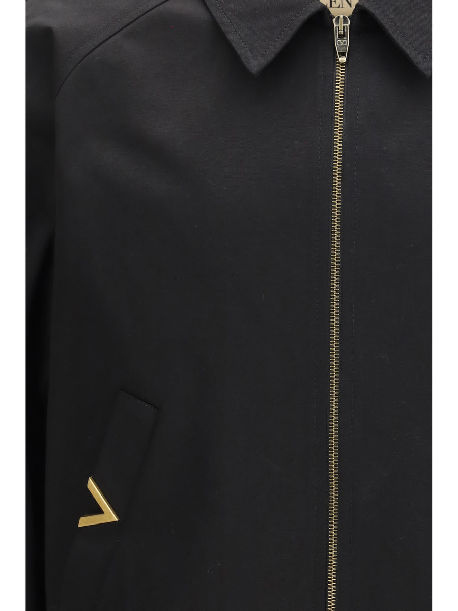 Jacket, Collared, Black Cotton