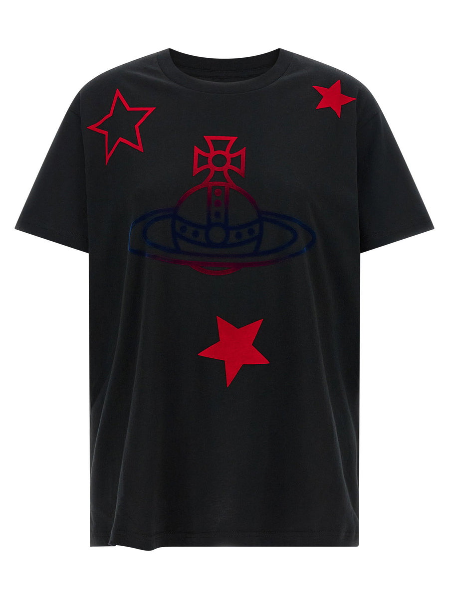 Vivienne Westwood Logo-Embroidered Orb and Stars T-Shirt — Black