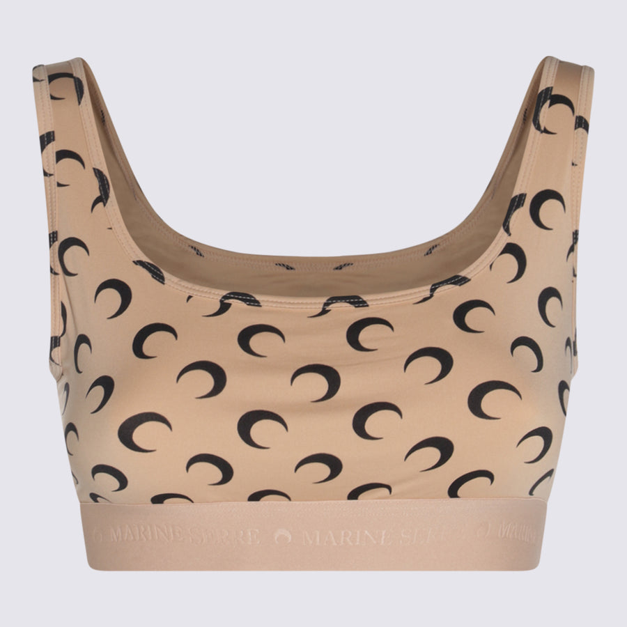 Marine Serre 88% Nylon tank top in tan