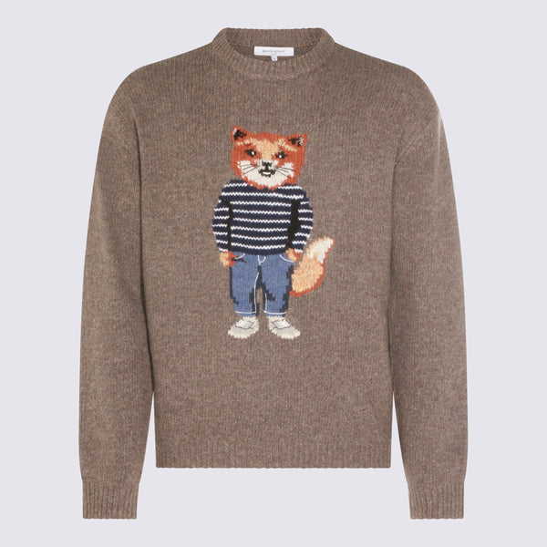 Maison Kitsune' 97% Wool sweater in gray