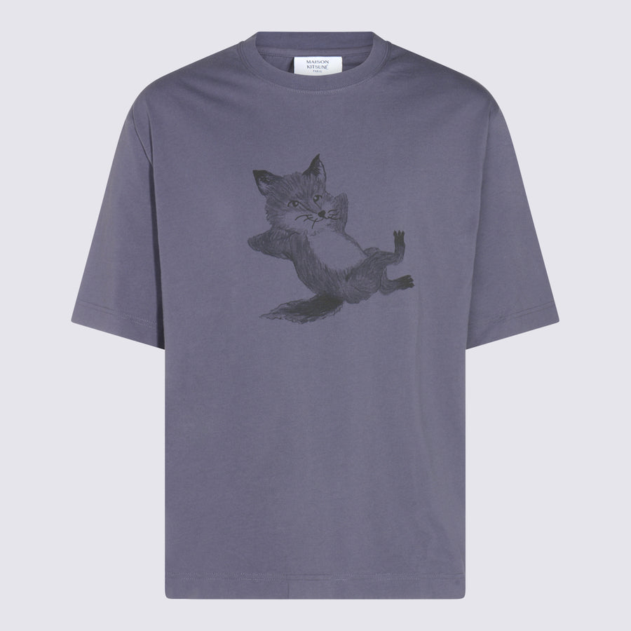 Maison Kitsune' 100% Cotton t-shirt in purple