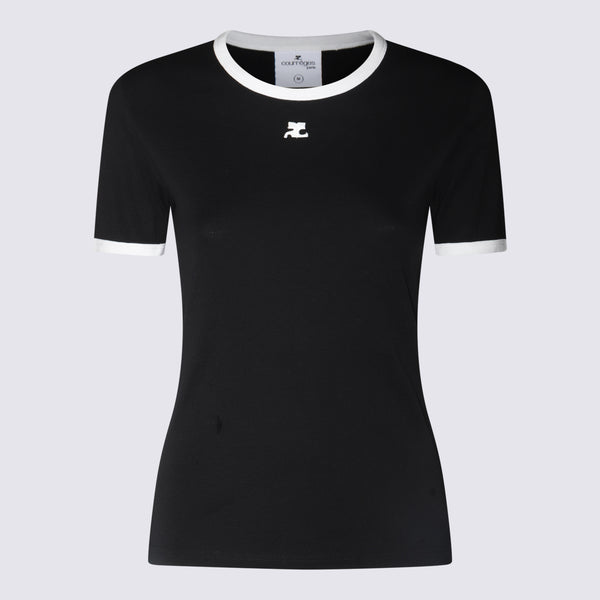 Courreges 100% Cotton t-shirt in black