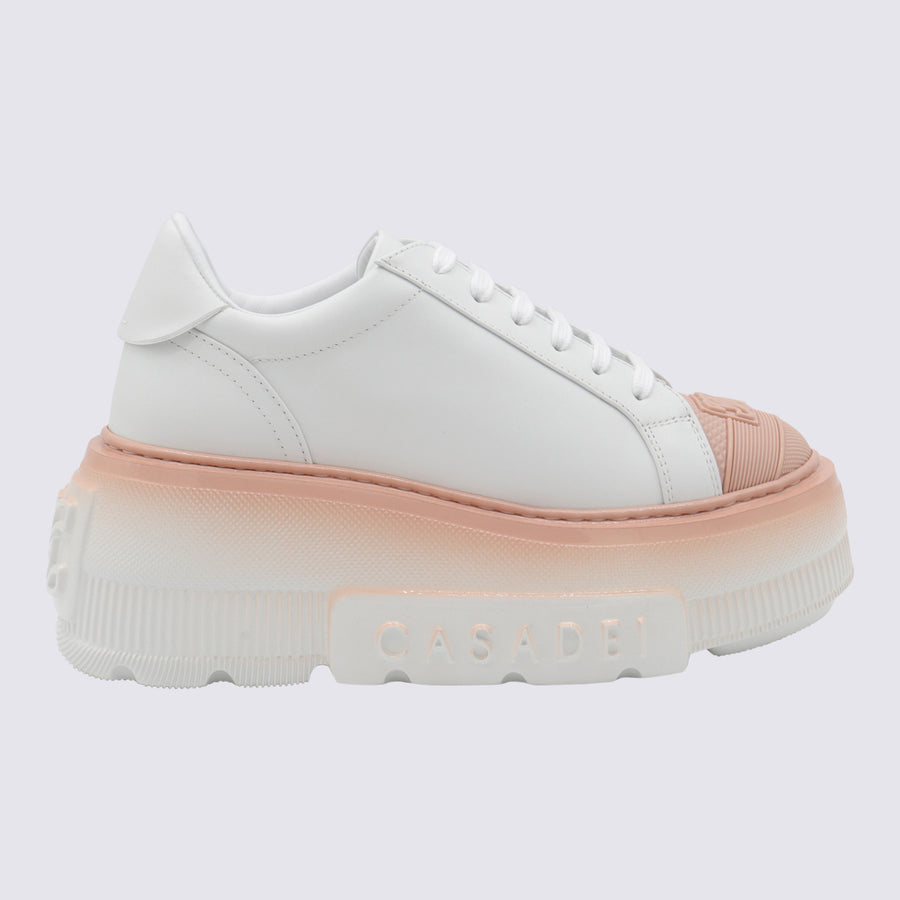Casadei Leather upper sneaker in white