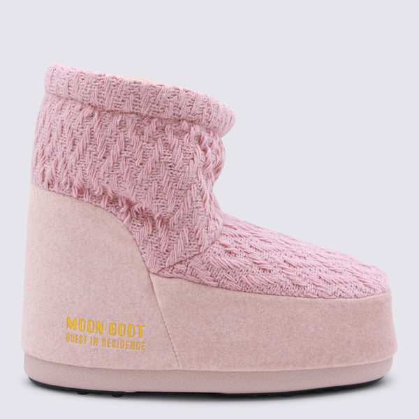 Moon Boot Knit upper boot in pink