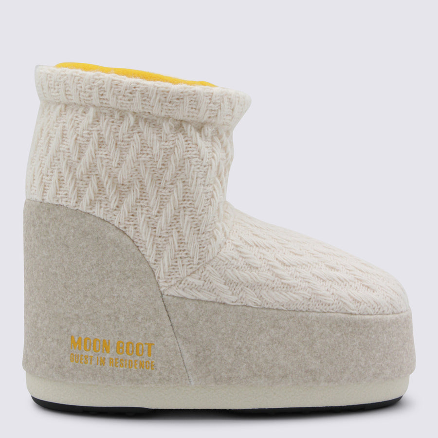 Moon Boot Quilted knit textile upper boot in beige