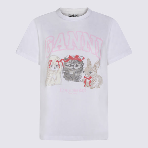 Ganni 100% Cotton t-shirt in white