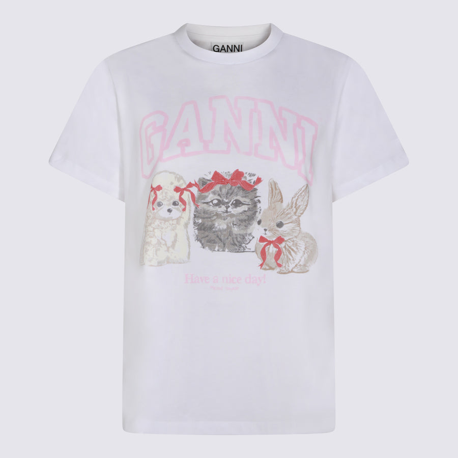 Ganni 100% Cotton t-shirt in white