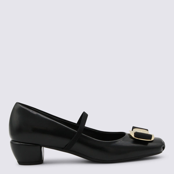 Ferragamo Leather mary-jane heel in black