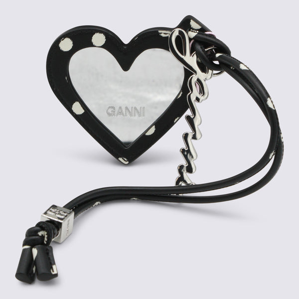 Ganni 65% Recycled leather key case in black