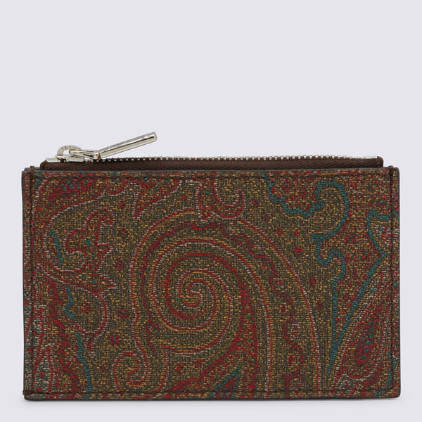 Etro 76% cotton wallet in brown