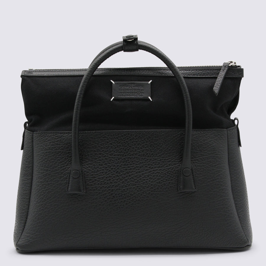 Maison Margiela Leather top handle bag in black