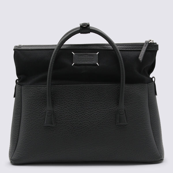 Maison Margiela Leather top handle bag in black