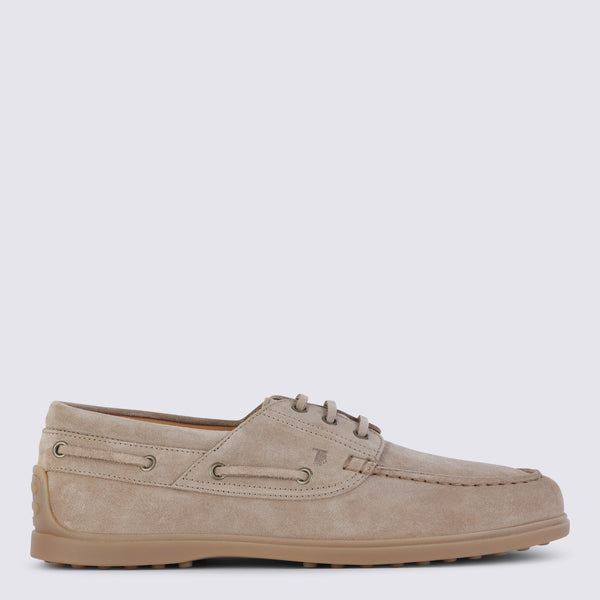 Tod's Suede upper boat shoe in beige